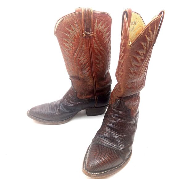 Dan Post Teju Lizard Cowboy Western Boots Mens Sz 8.5 D Brown Leather main image 9